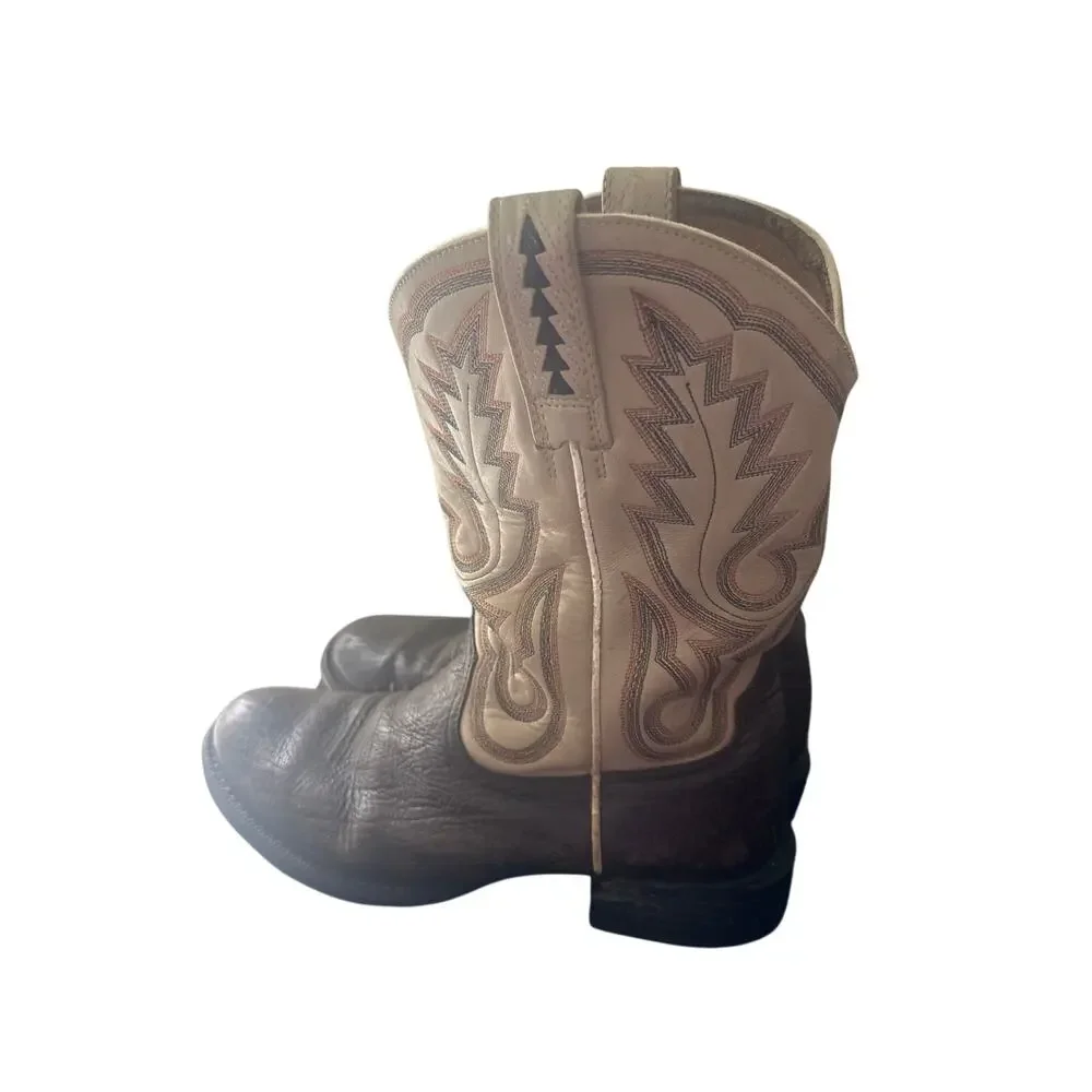 ARIAT COBALT XR BROWN & IVORY LEATHER ROUND TOE COWBOY BOOTS us 9.5D uk 8.5M n
